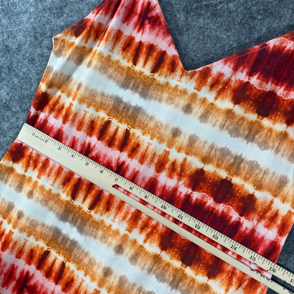 Zara Midi Dress Medium Red Orange Tie Dye Slip Sundress - Picture 8 of 13